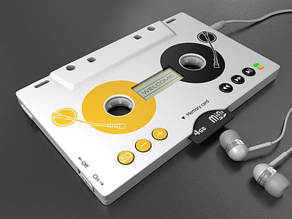 музыкальный кассетный блендер mp3 3d render 3d 1280x960 Развлечения Музыка HD Art, Музыка, кассета, HD обои HD wallpaper