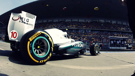 weißes und schwarzes F1 Auto, Formel 1, Rennwagen, HD-Hintergrundbild HD wallpaper