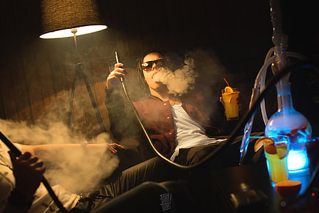 brązowa męska kurtka zapinana na guziki, fajka wodna, dym, fotograf, fotografia, Borya Poroh, Boris Gunpowder, Tapety HD HD wallpaper