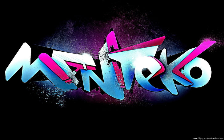 Широкоекранен тапет 3D Graffiti Art-HD, произведение на изкуството с лого на Manteko, HD тапет