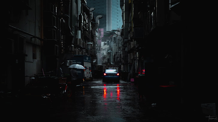 teemusphoto, urbain, dystopique, Singapour, rue, sombre, Fond d'écran HD