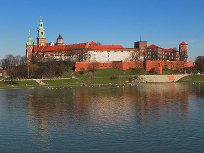 Вавел, замък, Полша, Полша, Висла, Висла, Краков, HD тапет HD wallpaper