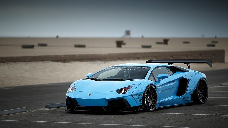 blå Lamborghini Aventador, bil, blå bilar, Lamborghini, Lamborghini Aventador, LB Works, HD tapet