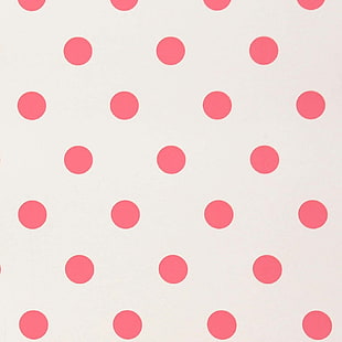 Konst, Abstrakt, Polka Dot, Röda bollar, Enkel bakgrund, rosa och vit prickillustration, konst, abstrakt, prickar, röda bollar, enkel bakgrund, HD tapet HD wallpaper