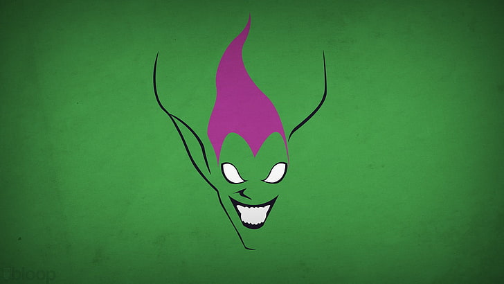 green and pink monster illustration, Marvel Comics, Green Goblin, villains, minimalism, Blo0p, HD wallpaper