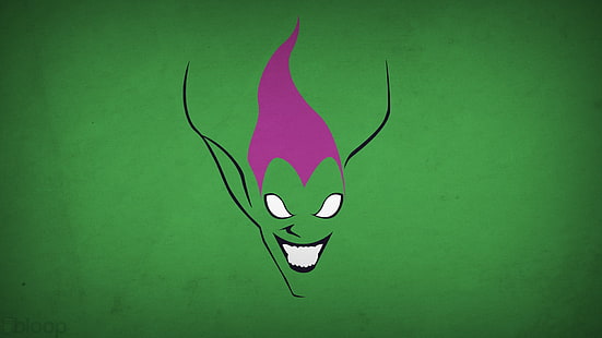 green and pink monster illustration, Marvel Comics, Green Goblin, villains, minimalism, Blo0p, HD wallpaper HD wallpaper