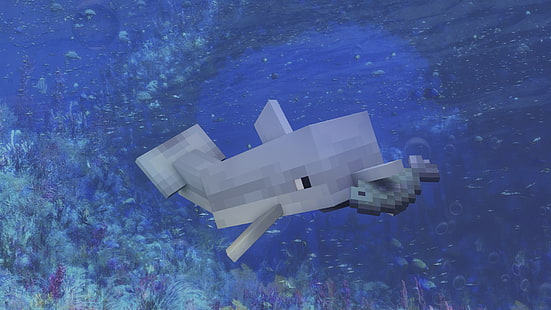  Video Game, Minecraft, Dolphin, Water, HD wallpaper HD wallpaper