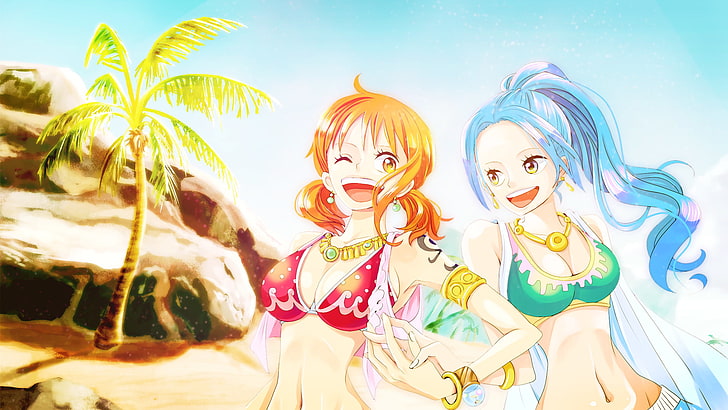 One Piece, Nami, Nefertari Vivi, anime, Fondo de pantalla HD