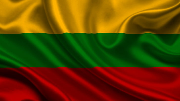 Litauen, Satin, Flagge, Streifen, Symbole, HD-Hintergrundbild