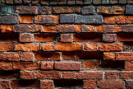주황색 벽돌 벽, 배경, 벽, 색상, 벽돌, HD 배경 화면 HD wallpaper