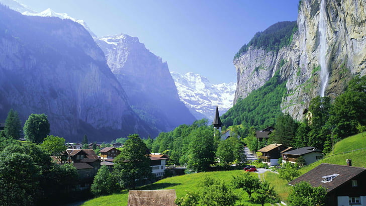 natur, landskap, berg, Schweiz, HD tapet
