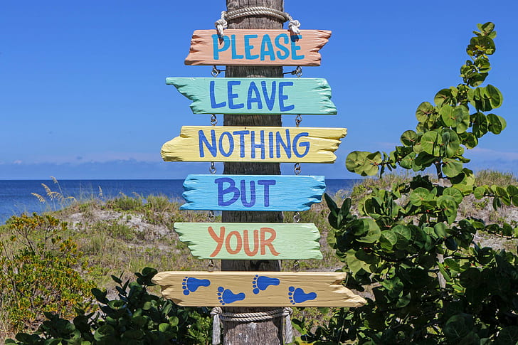 beach, colorful, colourful, creative, island, landscape, notice, ocean, outdoors, plants, poster, sea, seashore, sign, signage, summer, text, tourism, travel, tree, vacation, walk, warning, water, wood, HD wallpaper