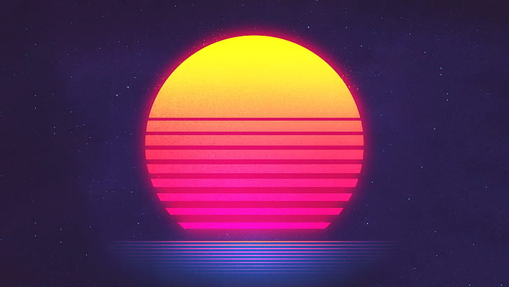 Retrowave, Sunset, Synthwave, Tapety HD