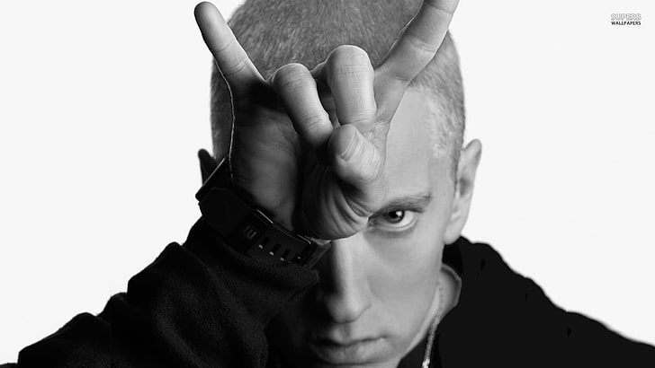 men's black full-zip jacket, Eminem, rap, music, HD wallpaper