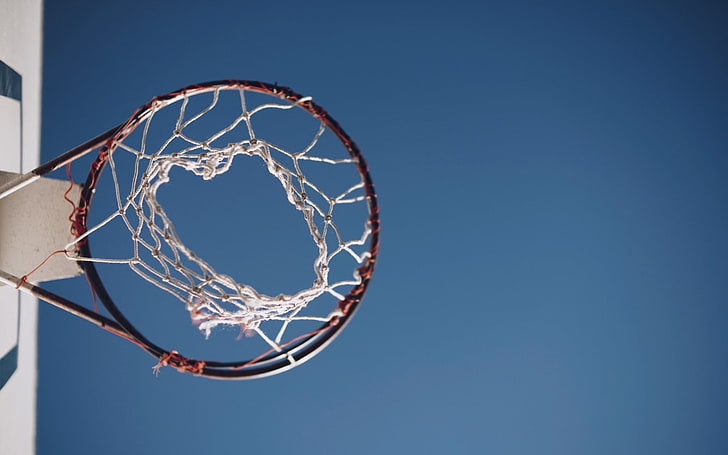 basketball, hoop, blue, simple, HD wallpaper