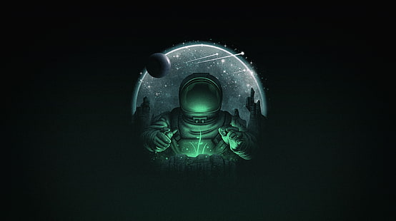 Minimalism, The suit, Space, Background, Astronaut, Art, by Vincenttrinidad, Vincenttrinidad, by Vincent Trinidad, Vincent Trinidad, Life in outside space, Sign of Life, วอลล์เปเปอร์ HD HD wallpaper