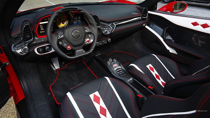 Ferrari 458, суперавтомобили, интериор на автомобила, HD тапет