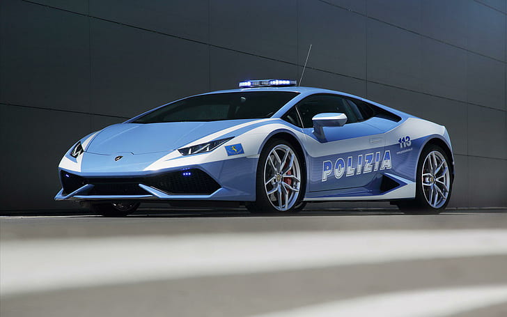 2015 Lamborghini Huracan LP610 4 Polizia, blue and white polizia lamborghini luxury car, lamborghini, polizia, 2015, huracan, lp610, cars, HD wallpaper