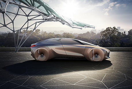 автомобили класса люкс, BMW Vision Next 100, автомобили будущего, HD обои HD wallpaper