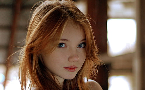woman's red hair, Olesya Kharitonova, women, redhead, blue eyes, portrait, HD wallpaper HD wallpaper