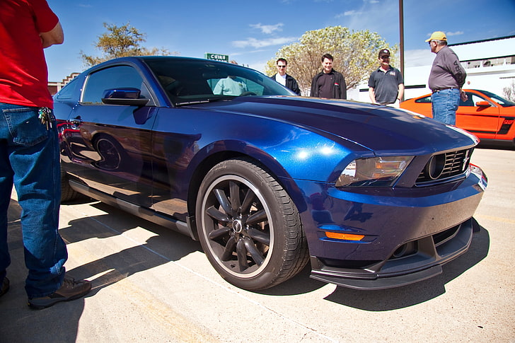 blå Ford Mustang under dagtid, bil, Ford Mustang, Shelby, muskelbilar, blå bilar, fordon, HD tapet