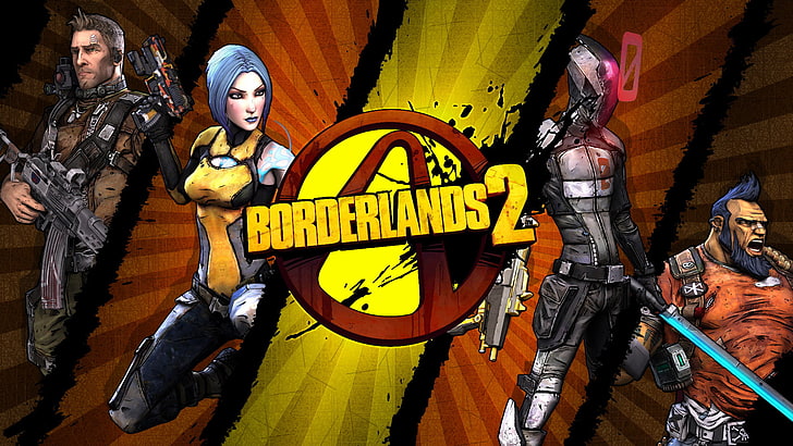 Borderlands 2ロゴ、ロゴ、Maya、RPG、2Kゲーム、Borderlands 2、Gearbox Software、Zer0、Unreal Engine 3、Salvador、Axton、Zero、FPS、 HDデスクトップの壁紙