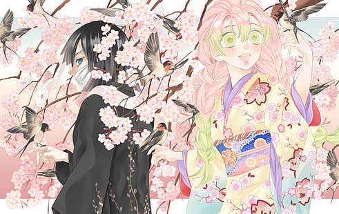  Anime, Demon Slayer: Kimetsu no Yaiba, Mitsuri Kanroji, Obanai Iguro, HD wallpaper HD wallpaper