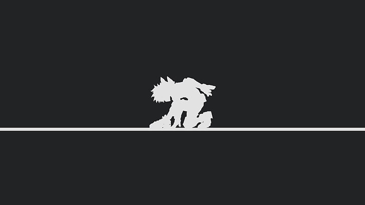 biało-czarna ilustracja kota, Izuku Midoriya, Deku, proste, proste tło, prostota, Boku no Hero Academia, Tapety HD