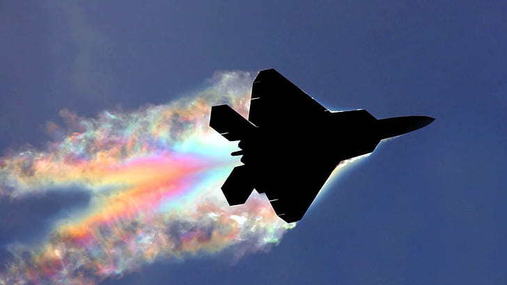aircrafts military rainbows f22 raptor planes 1920x1080  Aircraft Military HD Art , Military, aircrafts, HD wallpaper