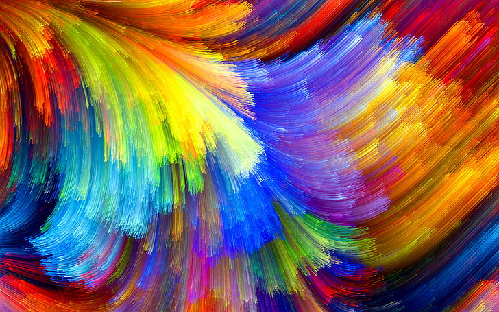 pintura abstrata multicolorida, raios, luz, pintar, cor, arco-íris, HD papel de parede