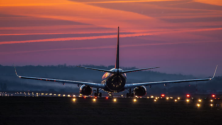 Airbus, avião, aviação, aeroporto, airbus, noite, luz, céu Airbus, avião, aviação, aeroporto, noite, luz, céu, HD papel de parede