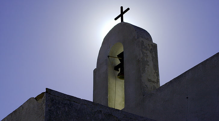 Солнце и Крест, черный церковный колокол, Европа, Испания, HD обои