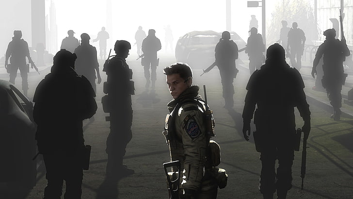 soldati sfondo digitale, arma, silhouette, Resident Evil, Resident Evil 6, videogiochi, rendering, arte digitale, soldato, Sfondo HD