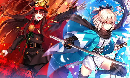 Seria Fate, Fate / Grand Order, Nobunaga Oda, Sabre (Fate Series), Sakura Saber, Tapety HD HD wallpaper