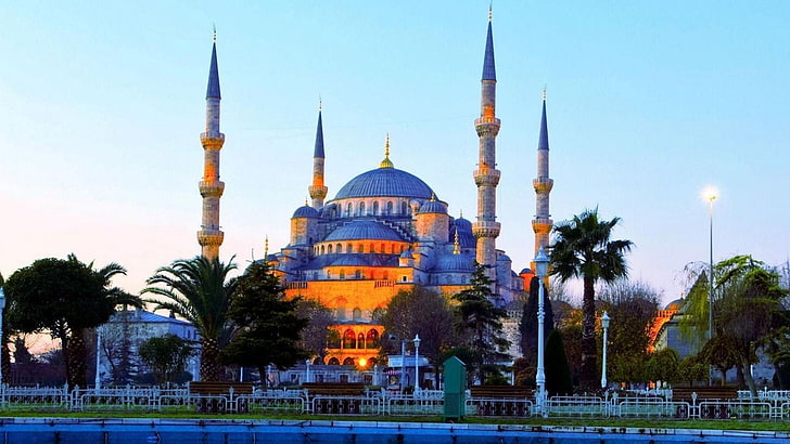 blue mosque, mosque, turkey, sultan ahmed mosque istanbul, istanbul, islamic, HD wallpaper