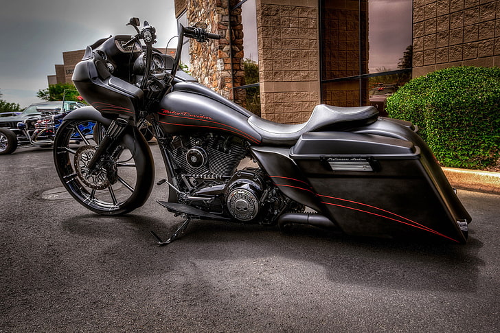 black touring motorcycle, motorcycle, bike, Harley-Davidson, Harley Davidson, HD wallpaper
