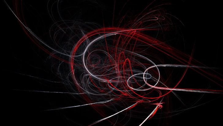 weiße, rote und schwarze abstrakte digitale Tapete, Zusammenfassung, Formen, Dunkelheit, Linien, digitale Kunst, HD-Hintergrundbild