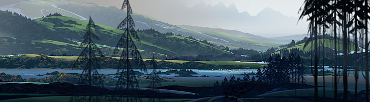 bukit dan sungai, The Banner Saga, video game, karya seni, konsep seni, seni digital, The Banner Saga 2, Wallpaper HD
