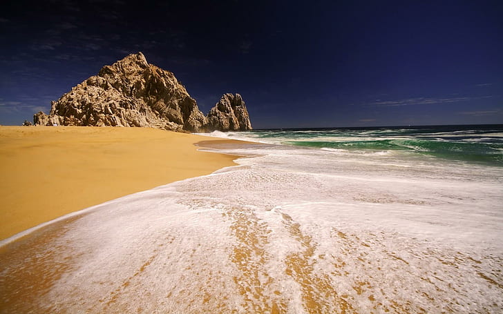 Indigo Beach, breeze, nature, rock, shore, water, beach, ocean, daylight, sand, tide, warm, nature and land, HD wallpaper