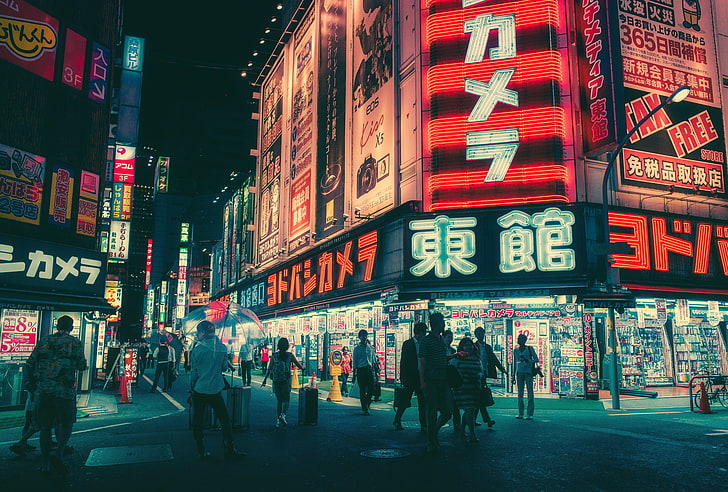 街の明かり、日本、街並み、 HDデスクトップの壁紙