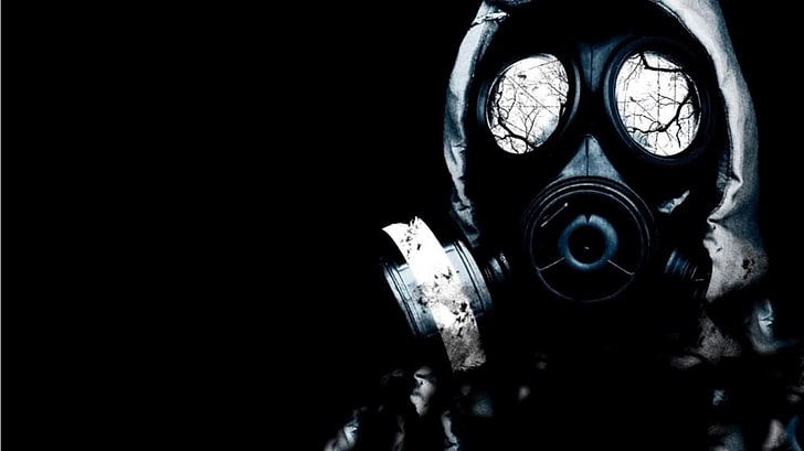 person wearing gas mask digital wallpaper, gas masks, abstract, radioactive, HD wallpaper