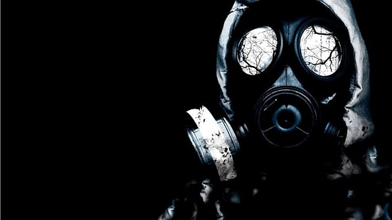 Gaz maskesi dijital duvar kağıdı, gaz maskeleri, soyut, radyoaktif giyen kişi, HD masaüstü duvar kağıdı HD wallpaper