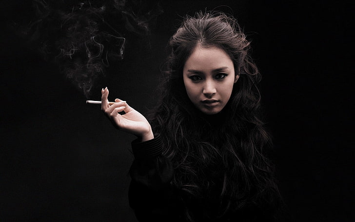 cigaretter, kvinnor, ansikte, rökning, modell, asiat, Kim Tae-Hee, HD tapet