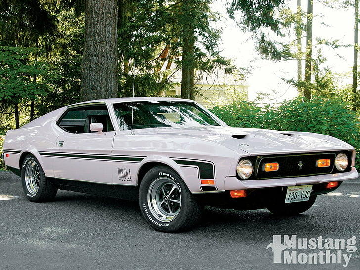 Ford, Ford Mustang Mach 1, Classic Car, Fastback, Muscle Car, White Car, HD wallpaper