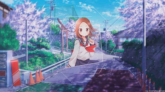 anime, anime dziewczyny, obraz w obrazie, Takagi-san, Tapety HD HD wallpaper