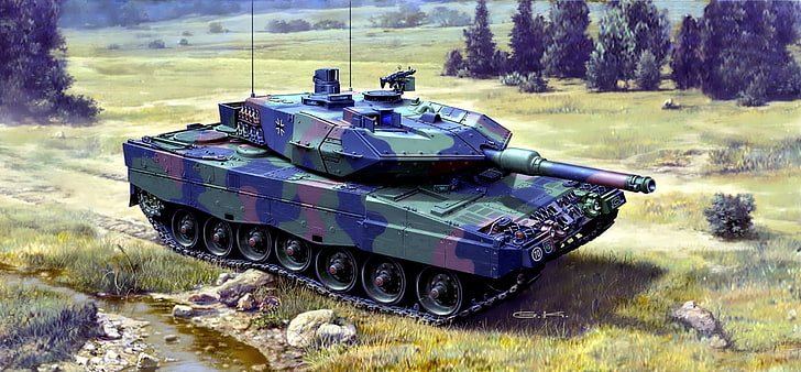 grön, svart och brun kamouflage, figur, konst, tank, kamouflage, färgläggning, strid, tysk, huvud, Leopard 2, HD tapet