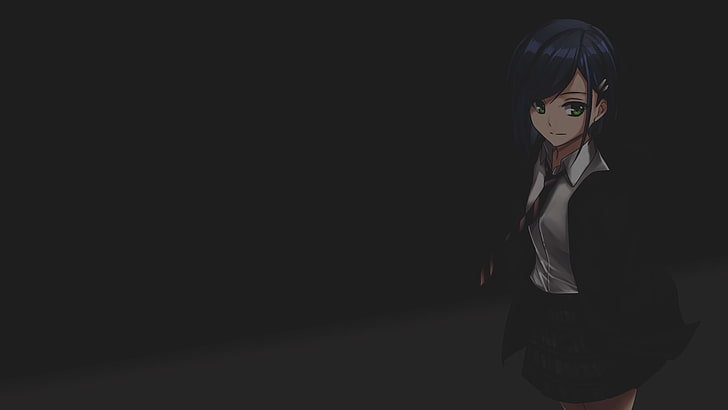 Dunkler Hintergrund, Minimalismus, Anime Girls, Liebling im FranXX, Ichigo (Liebling im FranXX), HD-Hintergrundbild