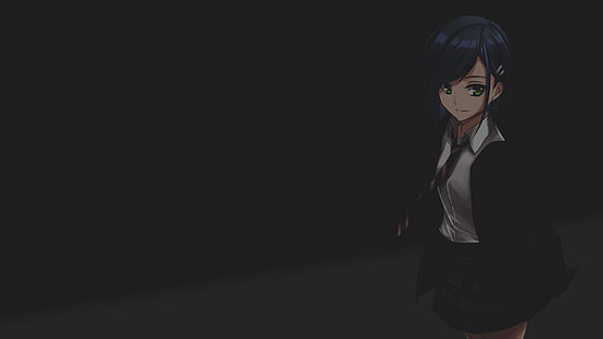 어두운 배경, 미니멀리즘, 애니메이션 소녀, FranXX의 달링, Ichigo (FranXX의 달링), HD 배경 화면 HD wallpaper