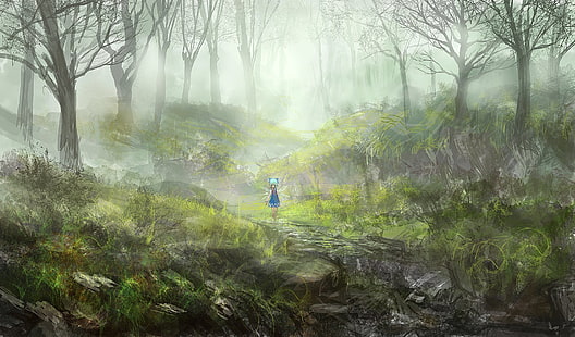 Anime, Touhou, Cirno (Touhou), Forest, Tree, HD wallpaper HD wallpaper