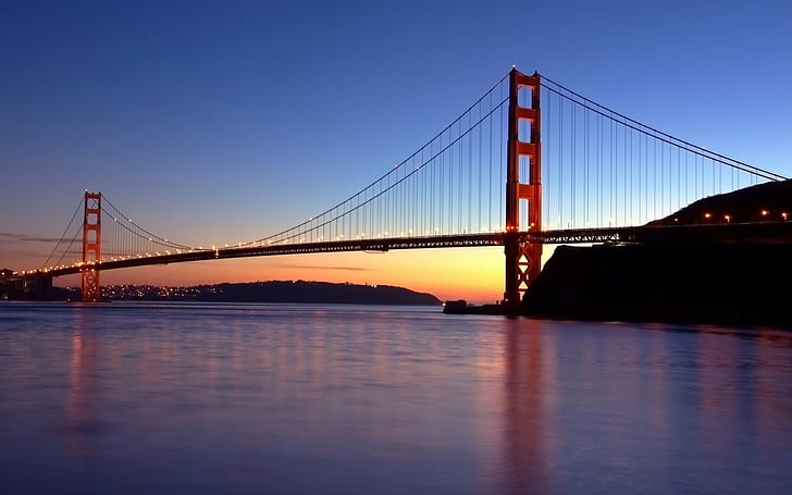 Golden Gate Bridge, city, urban, river, bridge, HD wallpaper
